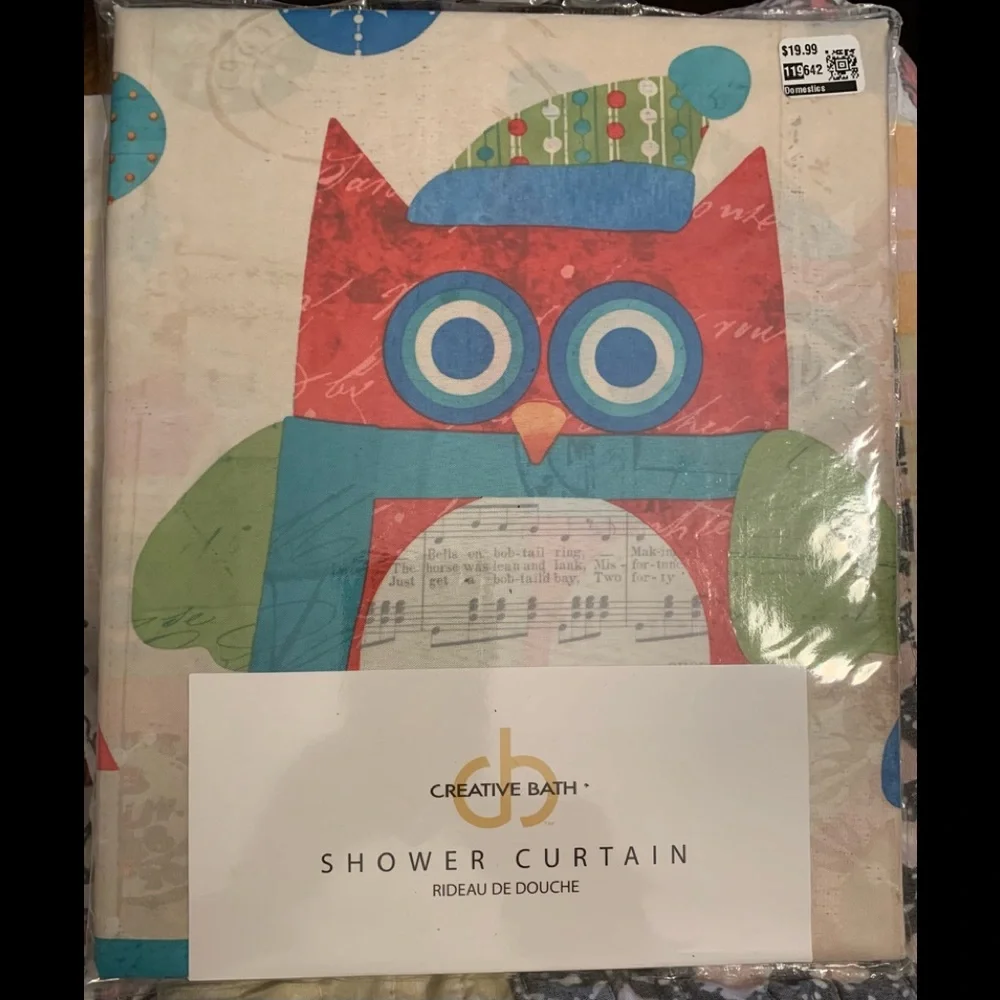 NEW Creative Bath Holiday Owl Shower Curtain